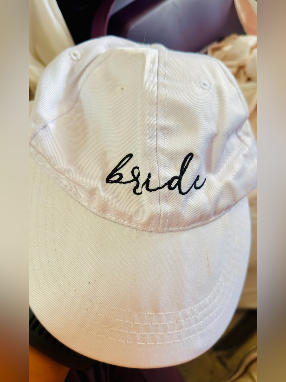 Bride Embroidered White Baseball Cap